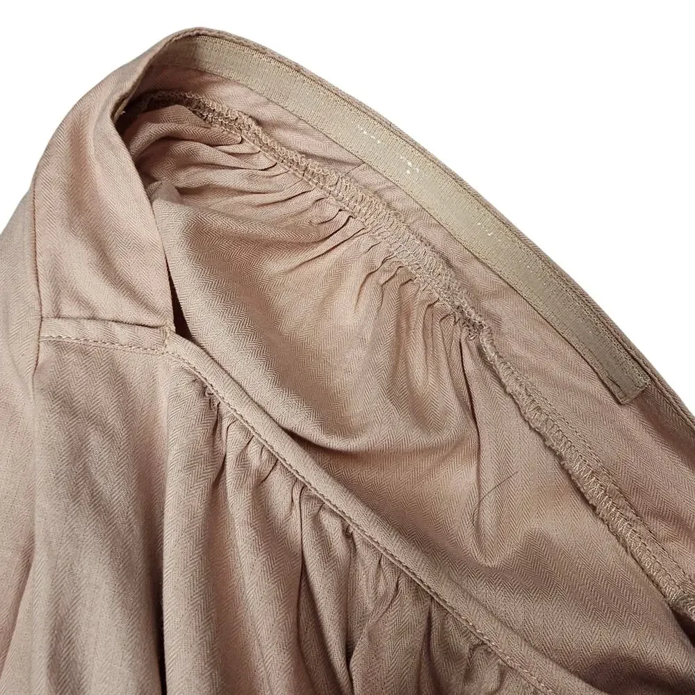 J. Crew Cinched Waist Square Neck Peasant Blouse in Almond Biscotti Size 16